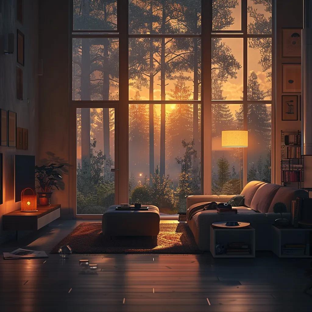 Cozy interior of an energy-efficient home with smart technology